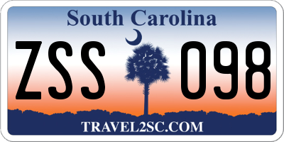 SC license plate ZSS098