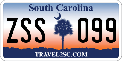 SC license plate ZSS099