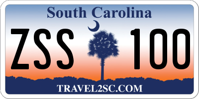 SC license plate ZSS100
