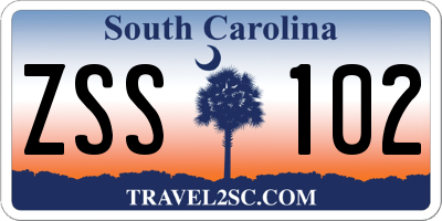 SC license plate ZSS102