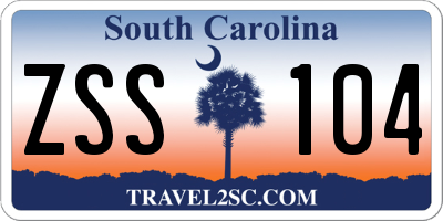 SC license plate ZSS104