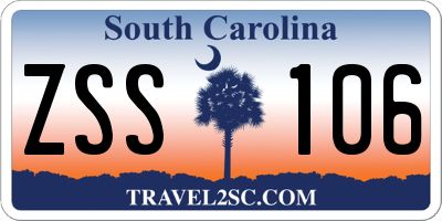 SC license plate ZSS106