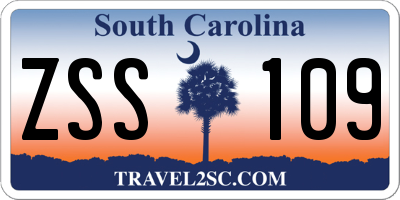 SC license plate ZSS109