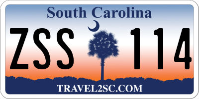 SC license plate ZSS114