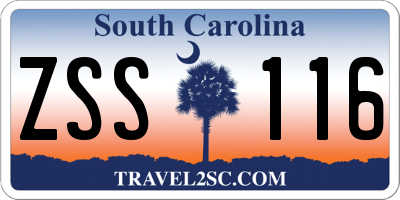 SC license plate ZSS116