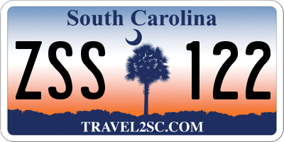 SC license plate ZSS122