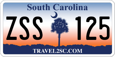 SC license plate ZSS125