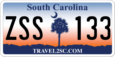 SC license plate ZSS133