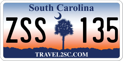 SC license plate ZSS135