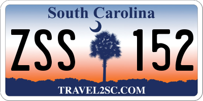 SC license plate ZSS152
