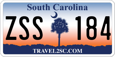 SC license plate ZSS184