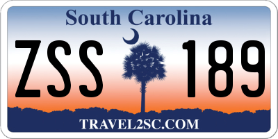 SC license plate ZSS189