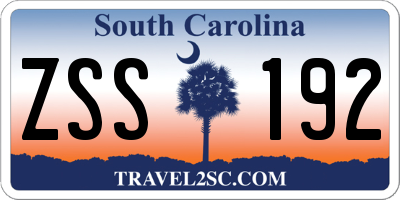 SC license plate ZSS192