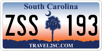 SC license plate ZSS193