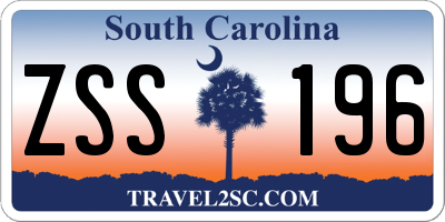 SC license plate ZSS196