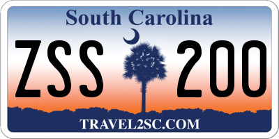 SC license plate ZSS200