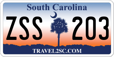 SC license plate ZSS203