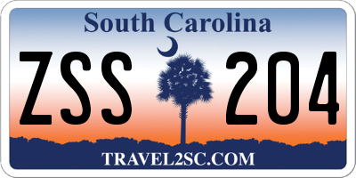 SC license plate ZSS204
