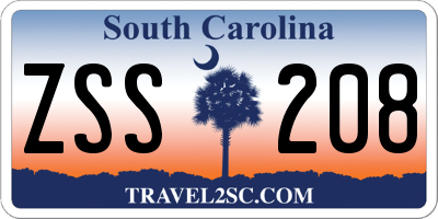 SC license plate ZSS208