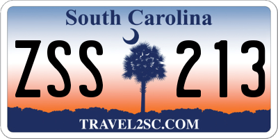 SC license plate ZSS213