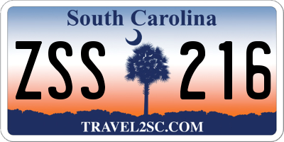 SC license plate ZSS216