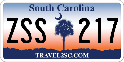 SC license plate ZSS217