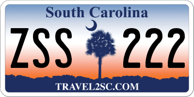 SC license plate ZSS222