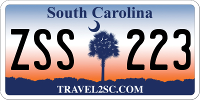 SC license plate ZSS223