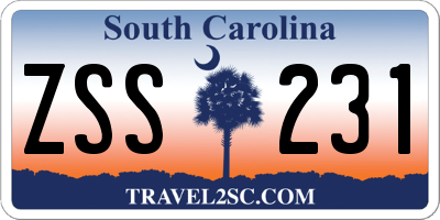 SC license plate ZSS231
