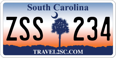 SC license plate ZSS234
