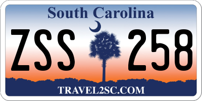SC license plate ZSS258