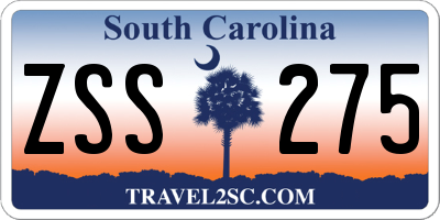 SC license plate ZSS275