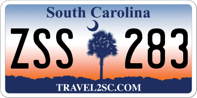 SC license plate ZSS283
