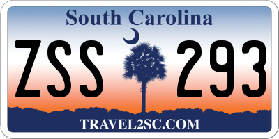 SC license plate ZSS293