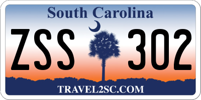 SC license plate ZSS302