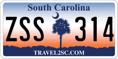 SC license plate ZSS314