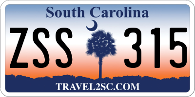 SC license plate ZSS315