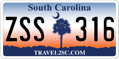 SC license plate ZSS316