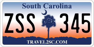 SC license plate ZSS345