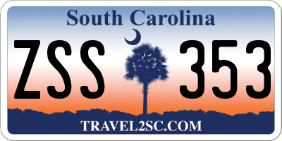 SC license plate ZSS353