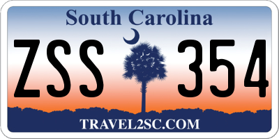SC license plate ZSS354