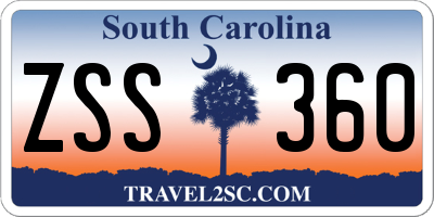SC license plate ZSS360