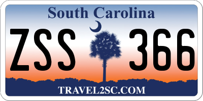 SC license plate ZSS366