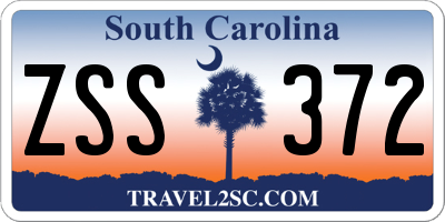 SC license plate ZSS372