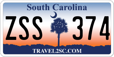 SC license plate ZSS374