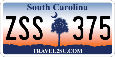 SC license plate ZSS375