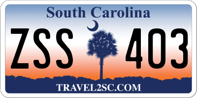 SC license plate ZSS403