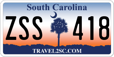 SC license plate ZSS418