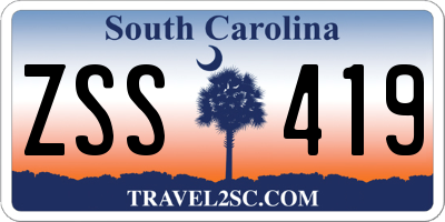 SC license plate ZSS419