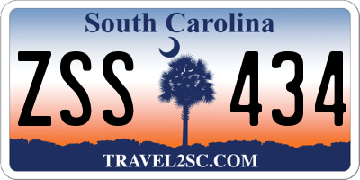 SC license plate ZSS434